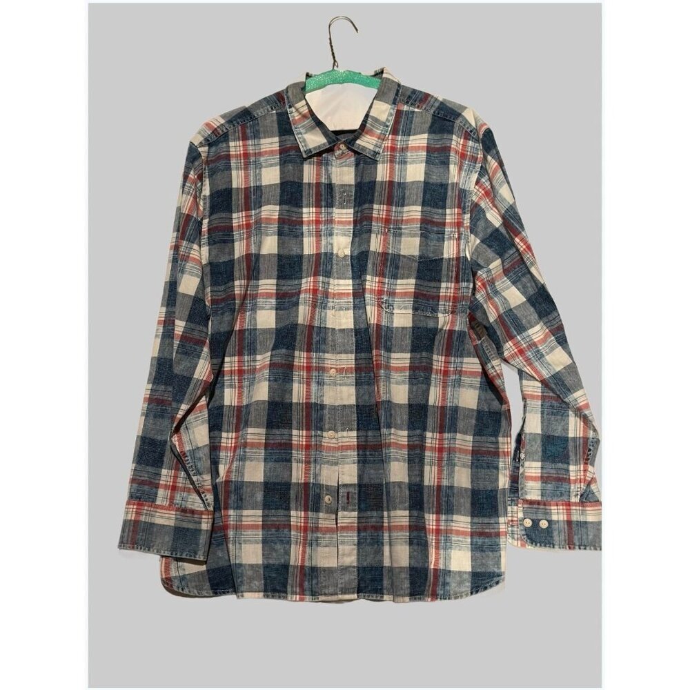 Tommy Bahama Men's Hazy Days Plaid Long Sleeves Shirt, Indigo, Size XXL